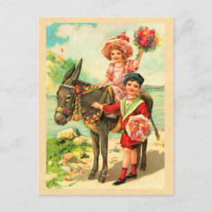 Vintage Donkey-Geburtstagskarte Postkarte