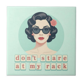 Vintage Don't Stare At My Rack Lustig Mahjong Fliese
