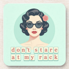 Vintage Don't Stare At My Rack Lustiges Mahjong Getränkeuntersetzer