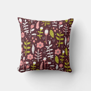 Vintage-Doodle-Blumen nahtloses Muster Kissen