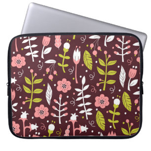 Vintage-Doodle-Blumen nahtloses Muster Laptopschutzhülle