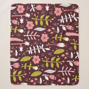 Vintage-Doodle-Blumen nahtloses Muster Sherpadecke
