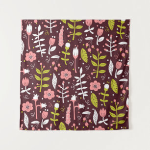 Vintage-Doodle-Blumen nahtloses Muster Wandteppich