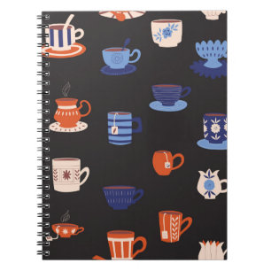 Vintage Doodle Cups Nahtloser Hintergrund Notizblock
