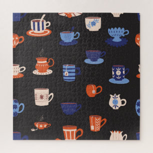 Vintage Doodle Cups Nahtloser Hintergrund Puzzle