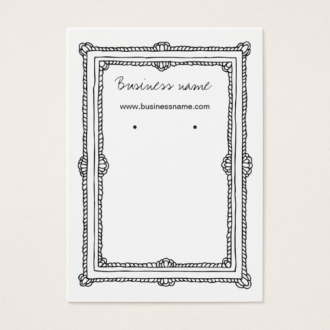 Vintage Doodle Dark Frame Background Earring Cards (Vorderseite)