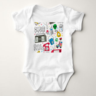 Vintage Doodle-Kollektion der 80er Jahre. Baby Strampler