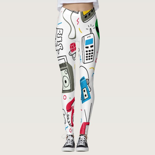 Vintage Doodle-Kollektion der 80er Jahre. Leggings (Vorderseite)
