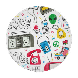 Vintage Doodle-Kollektion der 80er Jahre. Schneidebrett