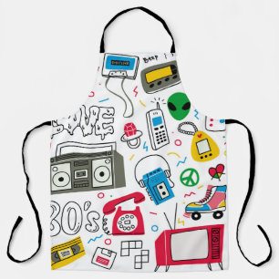 Vintage Doodle-Kollektion der 80er Jahre. Schürze