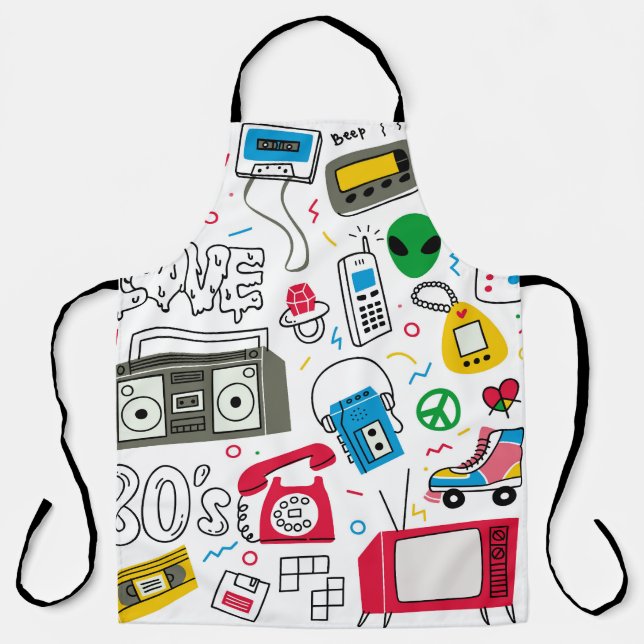 Vintage Doodle-Kollektion der 80er Jahre. Schürze (Vorderseite)