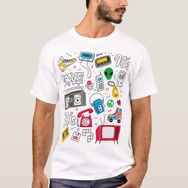 Vintage Doodle-Kollektion der 80er Jahre. T-Shirt (Vorderseite)