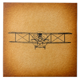 Vintage Doppeldecker Antikes Flugzeug Luftfahrt Ku Fliese