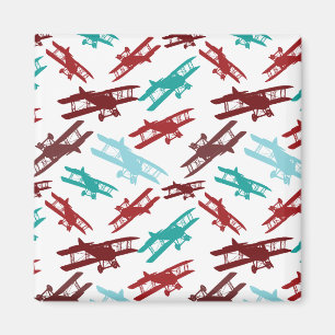 Vintage-Doppeldecker-Muster-Flugzeug-Aviator-Gesch Magnet