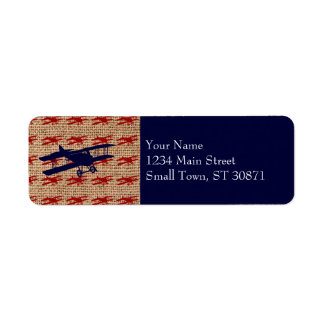 Vintage Doppeldecker-Propellerflugzeug auf Jute-Dr