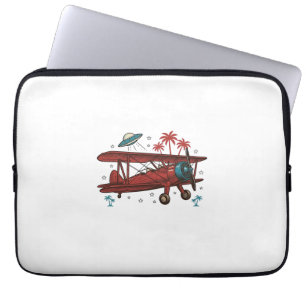 Vintage Doppeldecker UFO Tropisches Reise-Shirt De Laptopschutzhülle