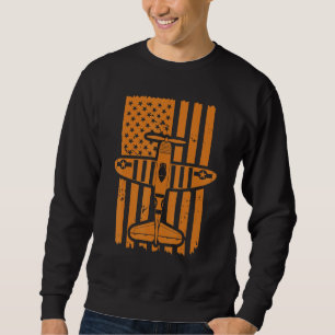 Vintage Doppeldecker USA-Flagge Pilot Flugzeug Sweatshirt