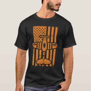 Vintage Doppeldecker USA-Flagge Pilot Flugzeug T-Shirt
