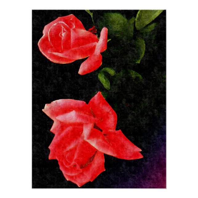 Vintage, doppelstylische Rose Poster (Vorderseite)