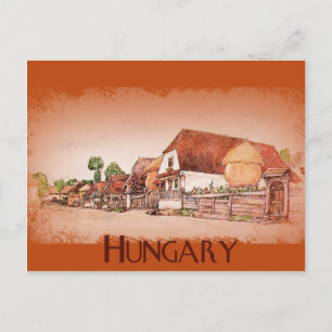 Vintage-Dorf Ungarn Postkarte