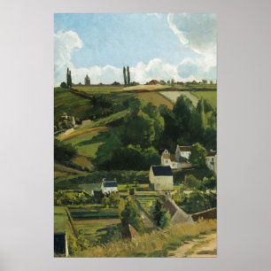 Vintage Dorflandschaft Malerei Poster