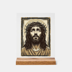 Vintage Dornenkrone religiöses Porträt Acrylschild