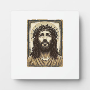 Vintage Dornenkrone religiöses Porträt Fotoplatte