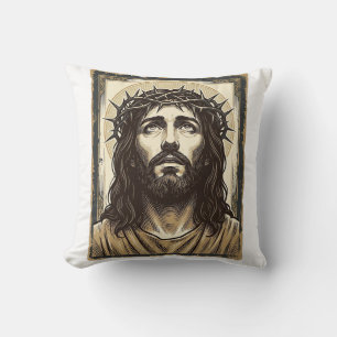 Vintage Dornenkrone religiöses Porträt Kissen