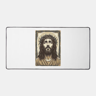 Vintage Dornenkrone religiöses Porträt Schreibtischunterlage