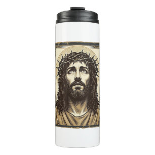 Vintage Dornenkrone religiöses Porträt Thermosbecher