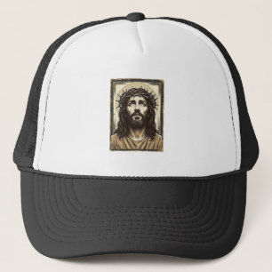Vintage Dornenkrone religiöses Porträt Truckerkappe