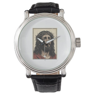 Vintage-Dornenkronen-Religionsportrait-Vektor-Art_ Armbanduhr