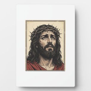 Vintage-Dornenkronen-Religionsportrait-Vektor-Art_ Fotoplatte