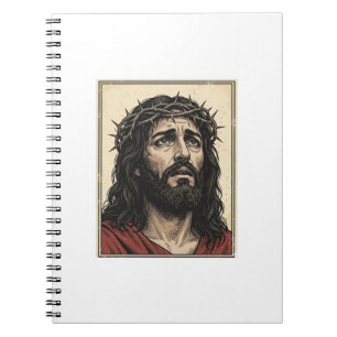 Vintage-Dornenkronen-Religionsportrait-Vektor-Art_ Notizblock