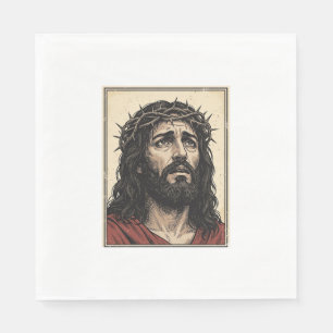Vintage-Dornenkronen-Religionsportrait-Vektor-Art_ Serviette