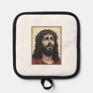 Vintage-Dornenkronen-Religionsportrait-Vektor-Art_ Topflappen