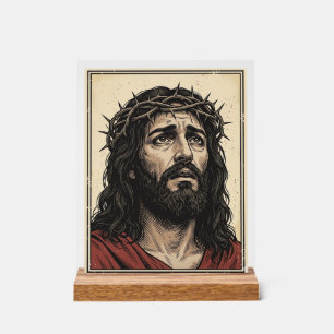 Vintage-Dornenkronen-Religionsporträt-Vektor-Art_ Acrylschild