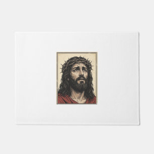 Vintage-Dornenkronen-Religionsporträt-Vektor-Art_ Fußmatte