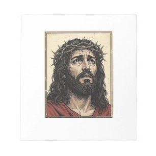 Vintage-Dornenkronen-Religionsporträt-Vektor-Art_ Notizblock
