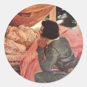 Vintage Dornröschen von Jessie Willcox Smith Runder Aufkleber