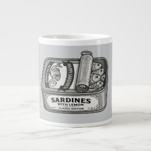 Vintage-Dosen-Sardinen in Schwarz-Weiß Jumbo-Tasse