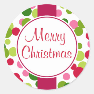 Vintage Dots Frohe Weihnachten Aufkleber