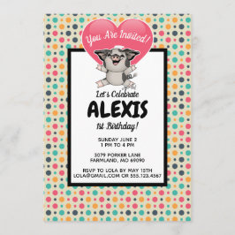 Vintage Dots Piggy Geburtstagsparty Foto laden ein Einladung