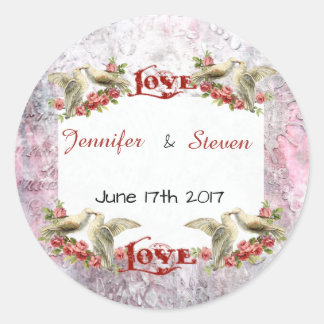 Vintage Dove Wedding Sticker