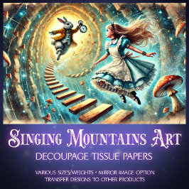 Vintage Down The Rabbit Hole Alice Decoupage Seidenpapier