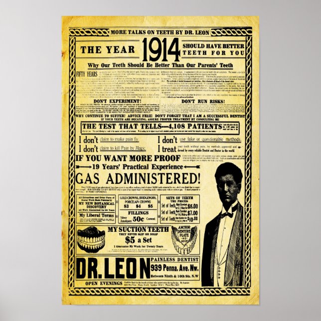 Vintage Dr. Leon Dentist Office Print Poster (Vorne)