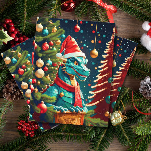 Vintage-Drache an Weihnachten ai