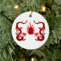 Vintage-Drache Feiertags Rot und Schwarz
