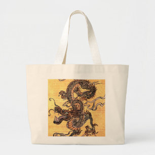 Vintage-Drache-Tapisserie-Einkaufstasche Jumbo Stoffbeutel