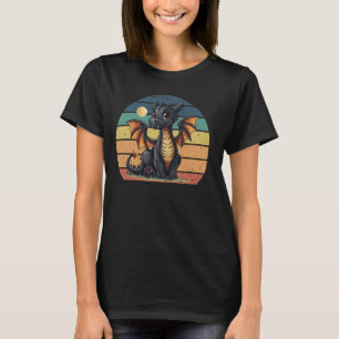Vintage Drache und Mond Mittelalterliche Fantasy-D T-Shirt